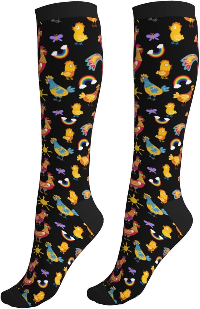 Figtihw Tie Dye Compression Socks Knee High Support Socks For Women Men Running Athletic Hiking - Image 1